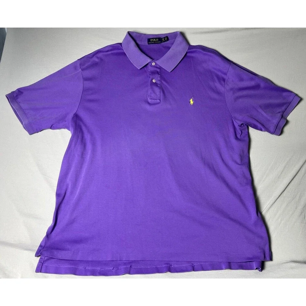 Polo Ralph Lauren Polo Shirt Men’s 2XB Purple Short Sleeve Big & Tall Y2K Pony